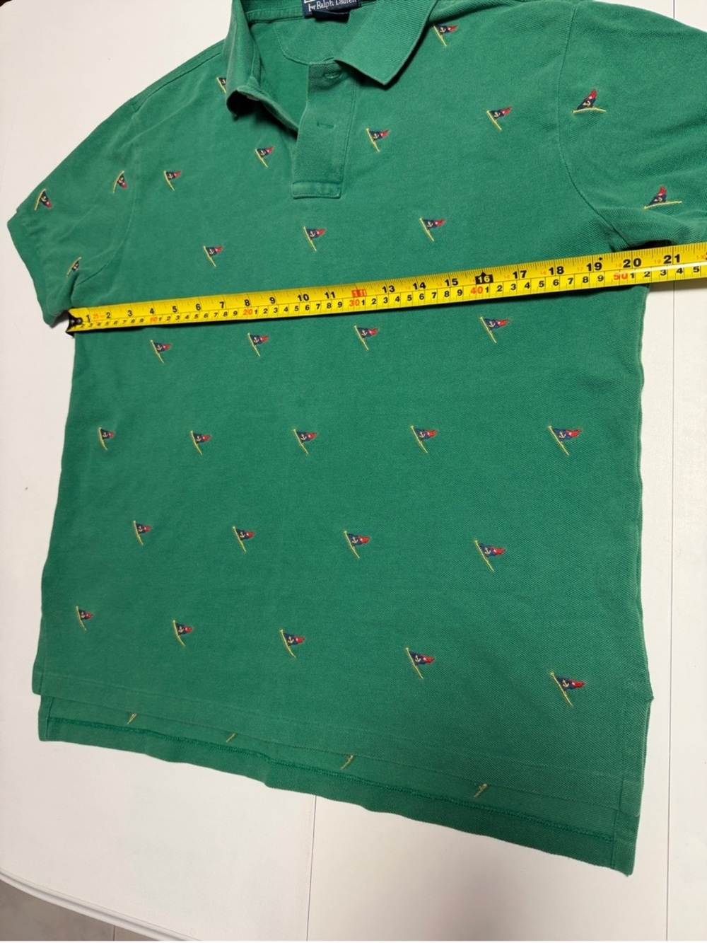 Polo Ralph Lauren Green Pique Polo with Embroidered Nautical Flags - Picture 5 of 9